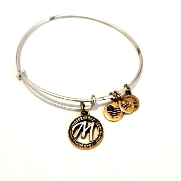 Alex & Ani Gold & Silver Tone Letter M Initial Charm Bracelet - Picture 1 of 3